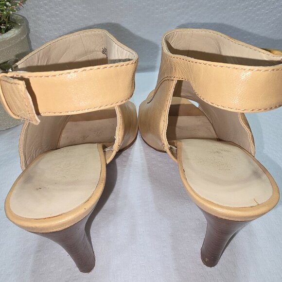 NINE WEST WOMENS PEEP TOE HEEL CAMEL COLOR LEATHER SIZE 7.5 EXCELLENT CONDITION - Picture 9 of 9